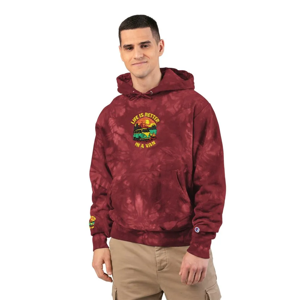 17152513248782067364_2048.jpeg Unisex Tie-Dye Embroidered Hoodie — 'Life Is Better With A Van' Graphic