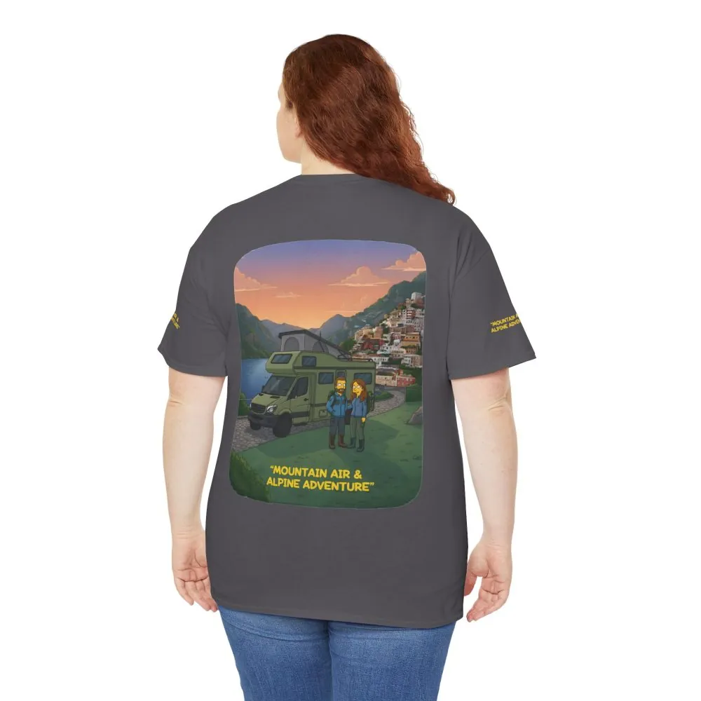 17155357086529390675_2048.jpeg Unisex Heavy Cotton Tee — "Mountain Air And Alpine Adventure" Design Sitcom-Line