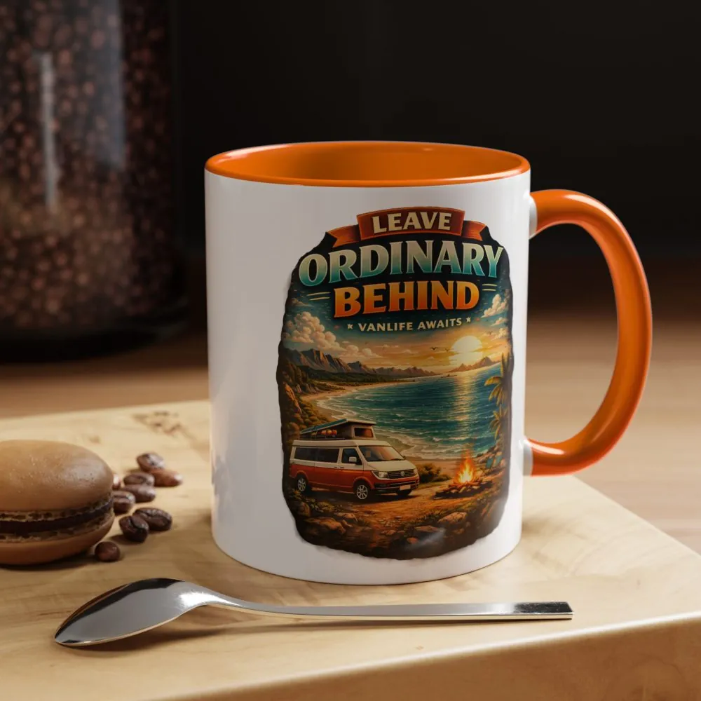 Accent Coffee Mug (11, 15oz) — "Leave Ordinary Behind" Design Scenic-Line
