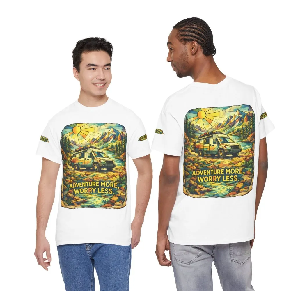 17184687436000409707_2048.jpeg Unisex Heavy Cotton Tee — "Adventure More Worry Less" Design Cubic-Line