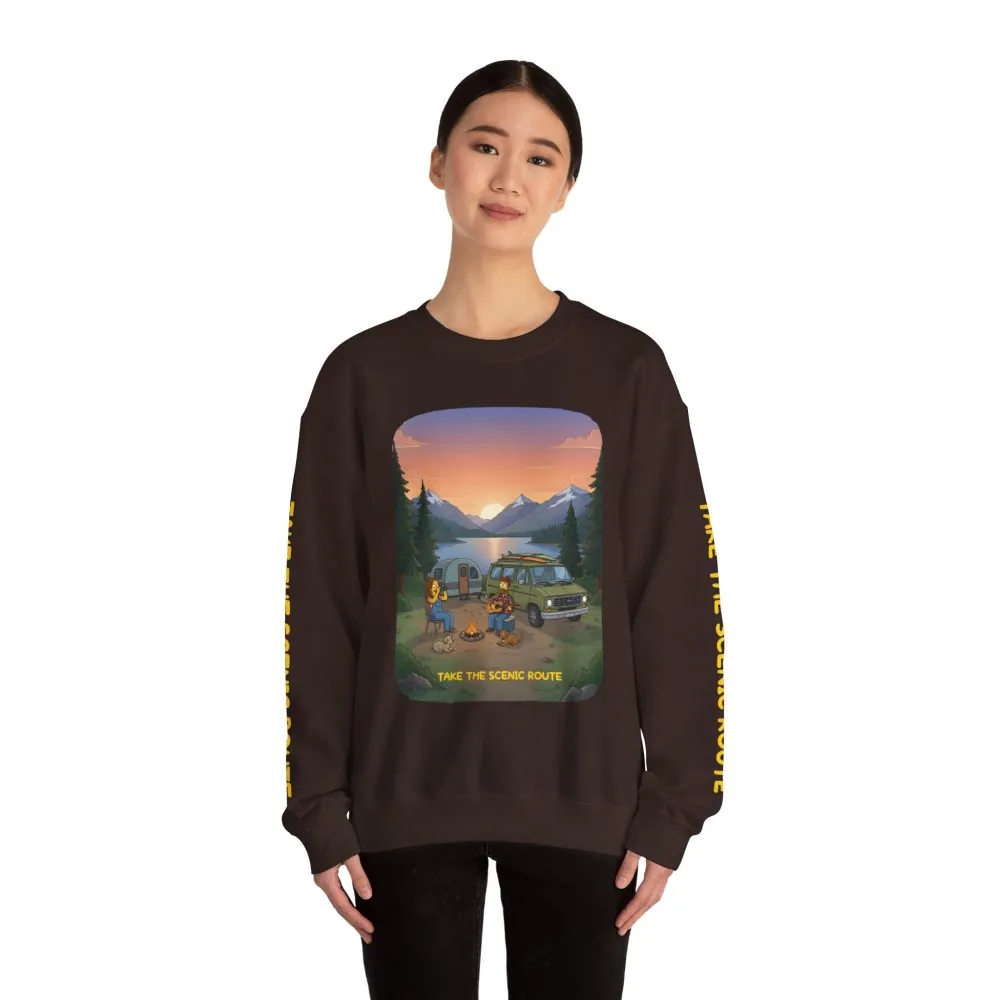 Unisex Heavy Blend™ Crewneck Sweatshirt — "Take The Scenic Route" Design Sitcom-Line
