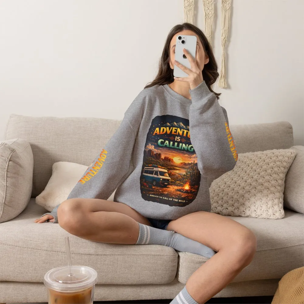 17204221321050879830_2048.jpeg Unisex Heavy Blend™ Crewneck Sweatshirt — "Adventure Is Calling" Design Scenic-Line