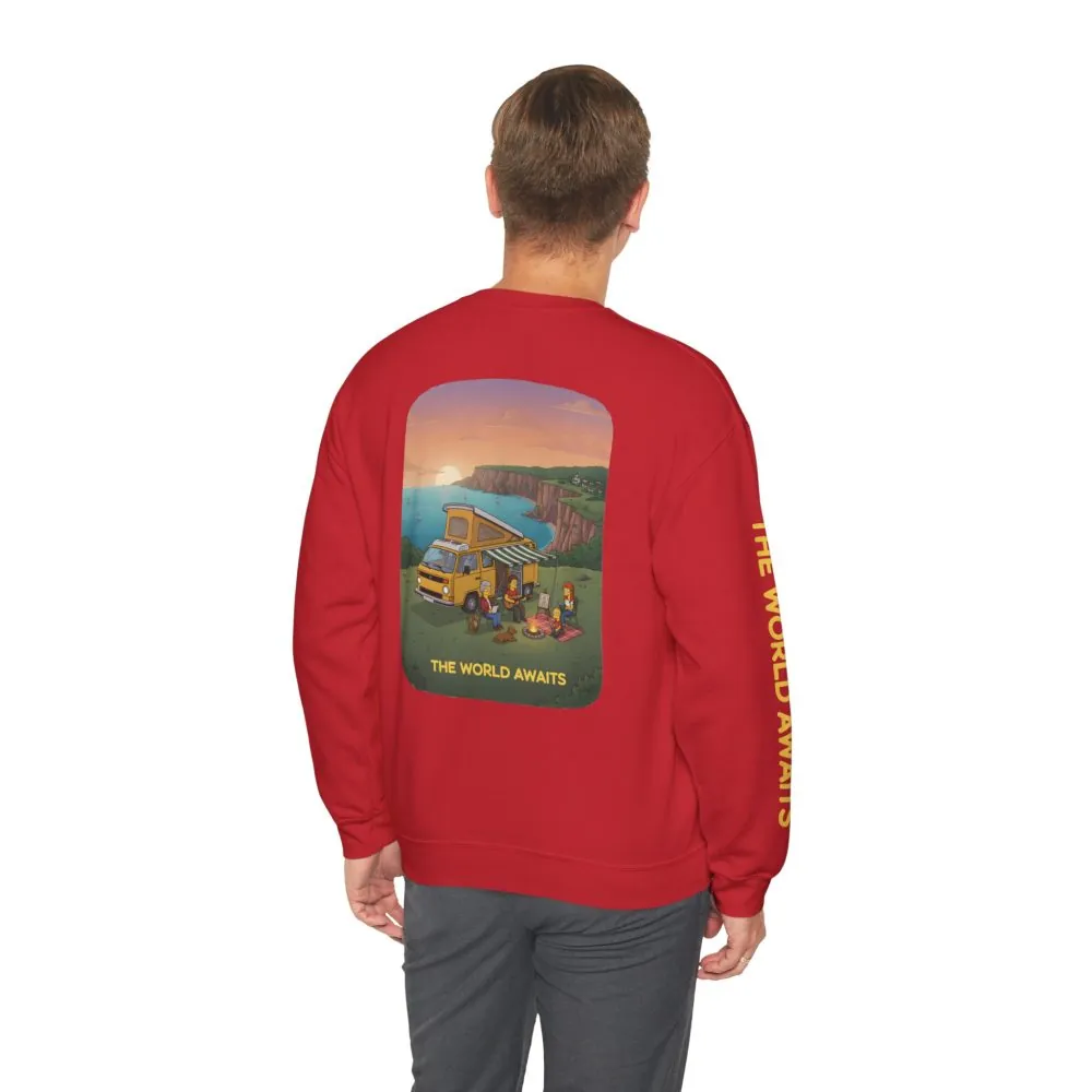 17212606138023854140_2048.jpeg Unisex Heavy Blend™ Crewneck Sweatshirt — "The World Awaits" Design Sitcom-Line