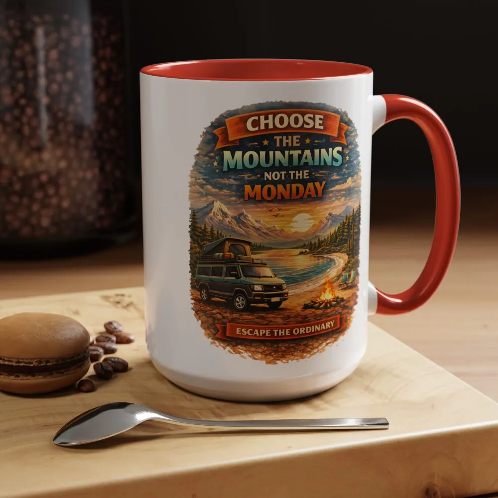 Accent Coffee Mug (11, 15oz) — "Choose The Mountens" Design Scenic-Line