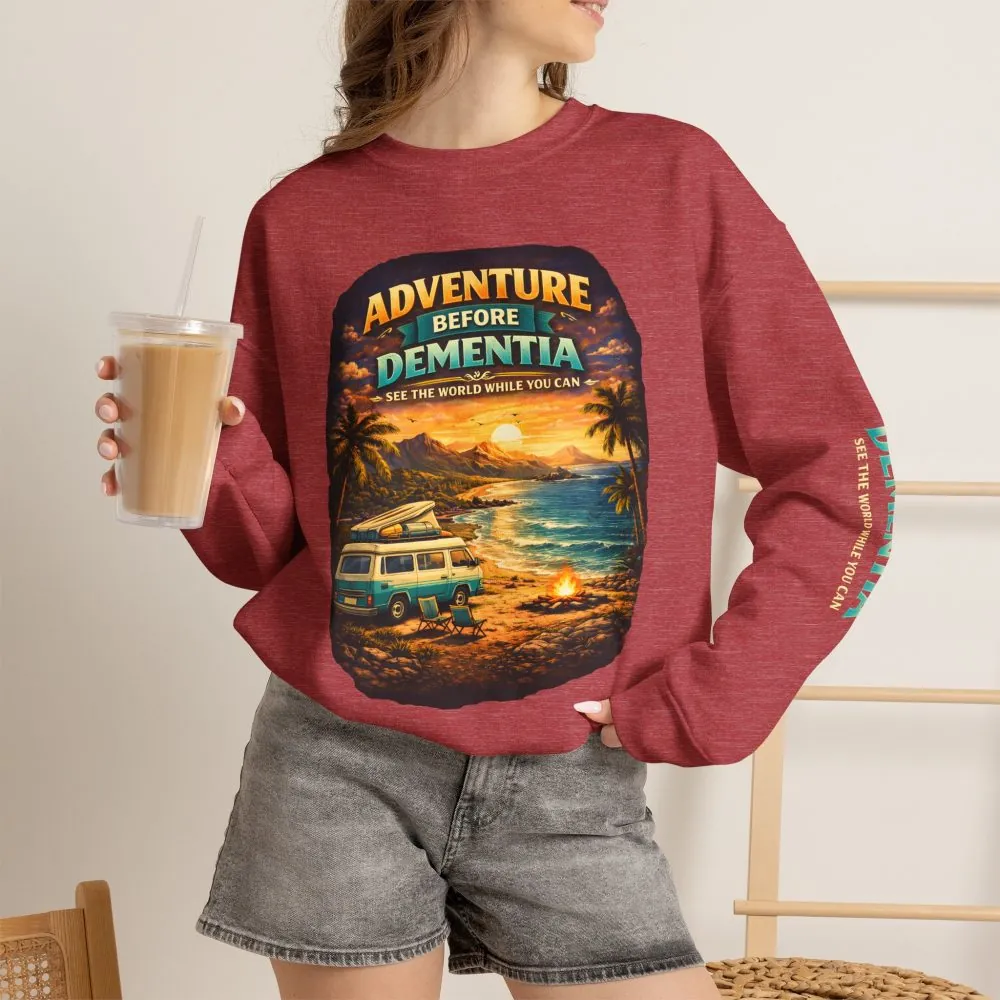17220881182327401277_2048.jpeg Unisex Heavy Blend™ Crewneck Sweatshirt — "Adventure Before Dementia" Design Scenic-Line