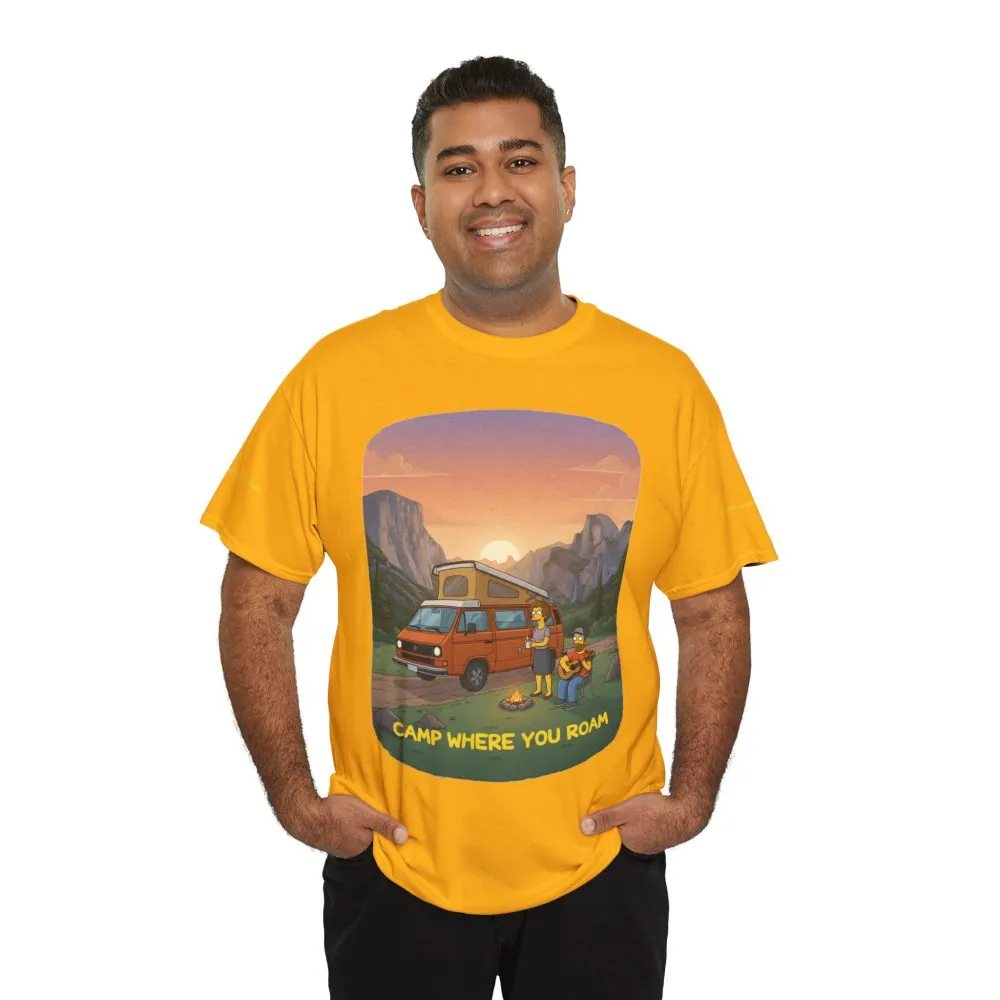 Unisex Heavy Cotton Tee — "Camp Where You Roam" Design Sitcom-Line