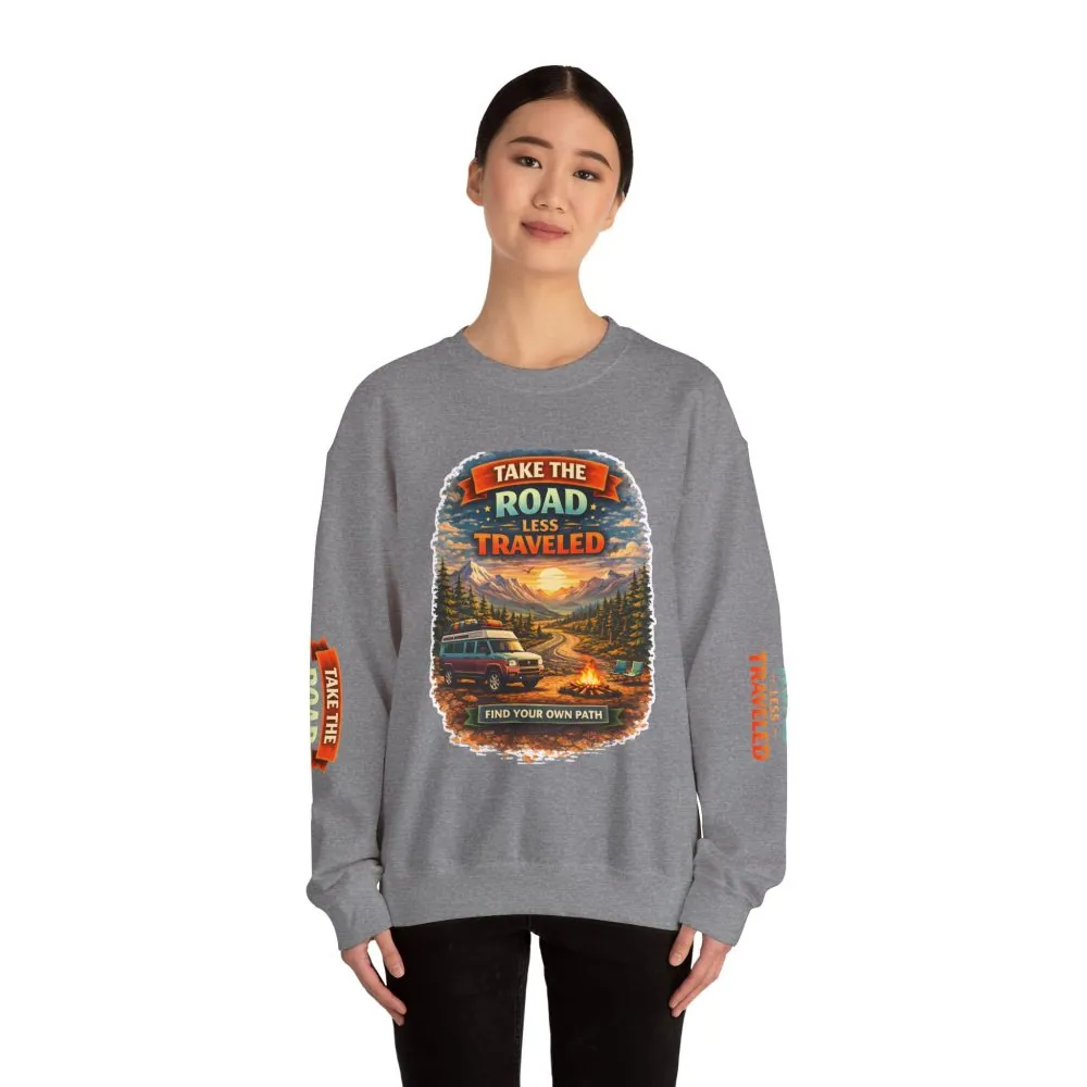 17230954697369392220_2048.jpeg Unisex Heavy Blend™ Crewneck Sweatshirt — "Take The Road Less Traveled" Design Scenic-Line