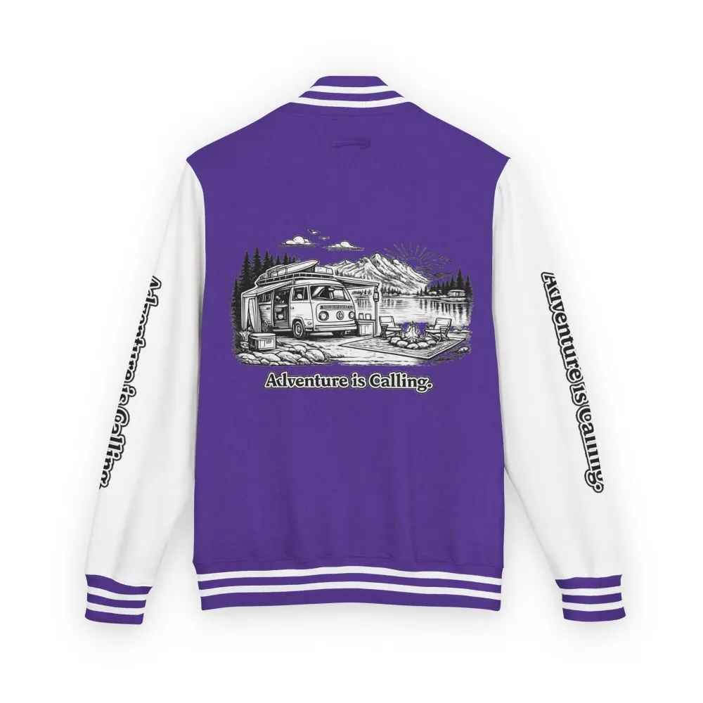 1723349521586949714_2048.jpeg Unisex Heavyweight Letterman Jacket — "Adventure Is Calling" Travel Varsity Coat
