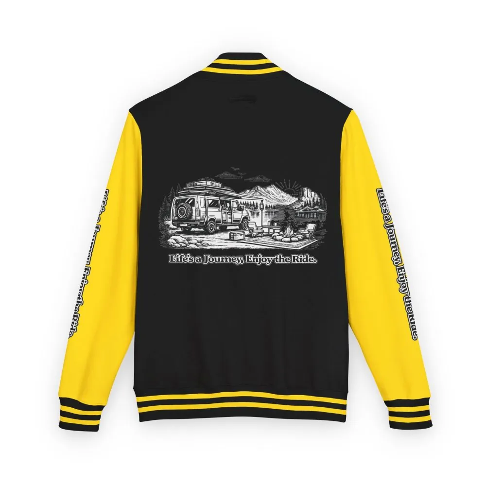 Unisex Heavyweight Letterman Jacket — "Lifes A Journey,Enjoy The Ride" Travel Varsity Coat