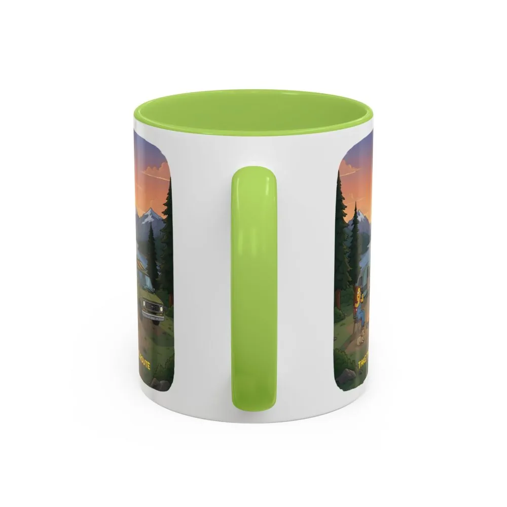 Accent Coffee Mug (11, 15oz) — "Take The Scenic Route" Design Sitcom-Line