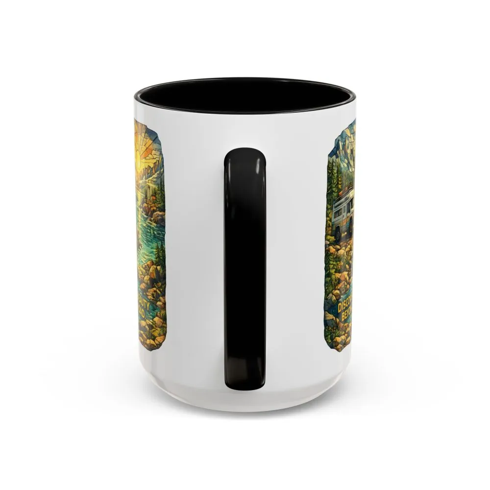 1724989130540826652_2048.jpeg Accent Coffee Mug (11, 15oz) — "Discover The Bieuty Beyond The Road" Design Cubic-Line