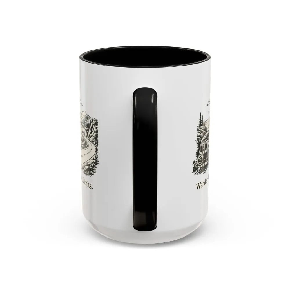 Accent Coffee Mug (11, 15oz) — "Wander Without Limits" Design Minimal-Line