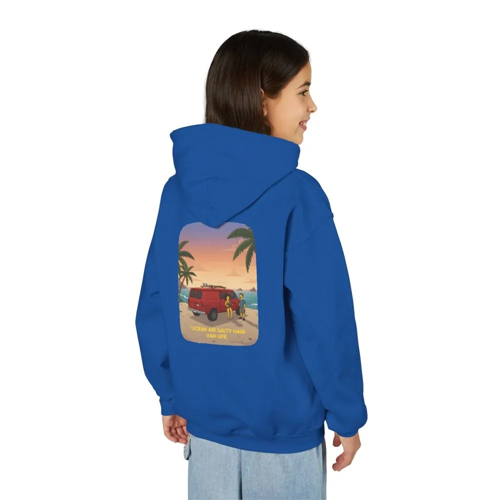 17262199447375832260_2048.jpeg Youth Hoodie(Gildan) – "Ocean Air Salty Hair Van Life" (Design Sitcom-Line)