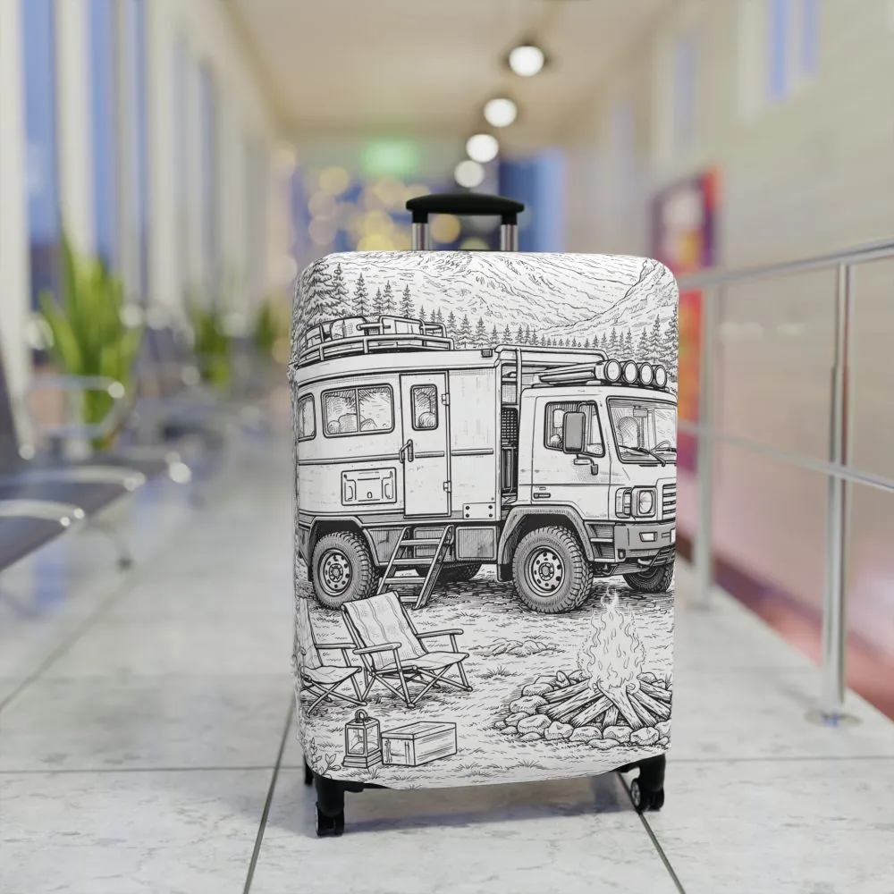 17263147057555015369_2048.jpeg Luggage Cover — Adventure Camper Sketch Travel Suitcase