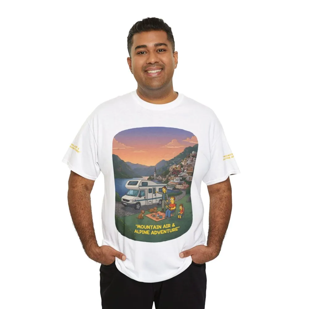 Unisex Heavy Cotton Tee — "Mountain Air-Alpine Adventure" Design Sitcom-Line