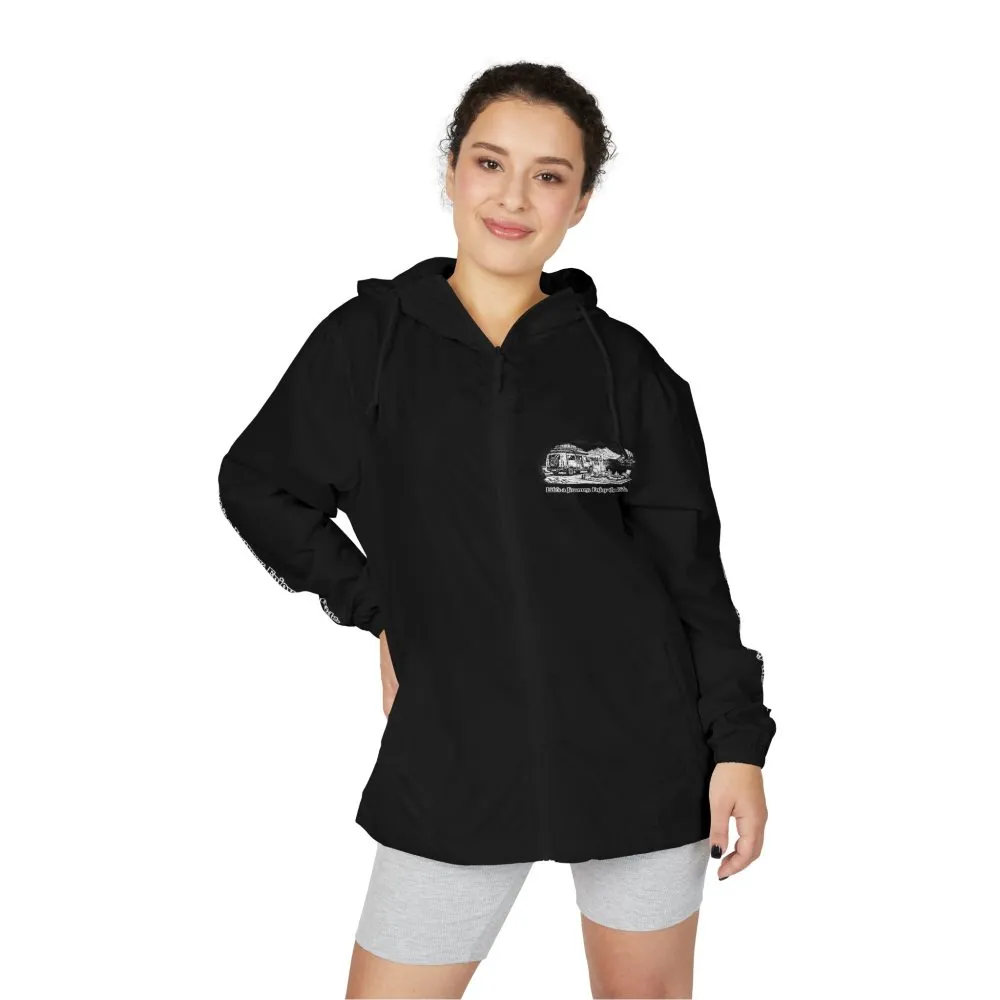 Unisex Full-Zip Windbreaker Jacket — "Lifes A Journey" (Design "Minimal-Line")