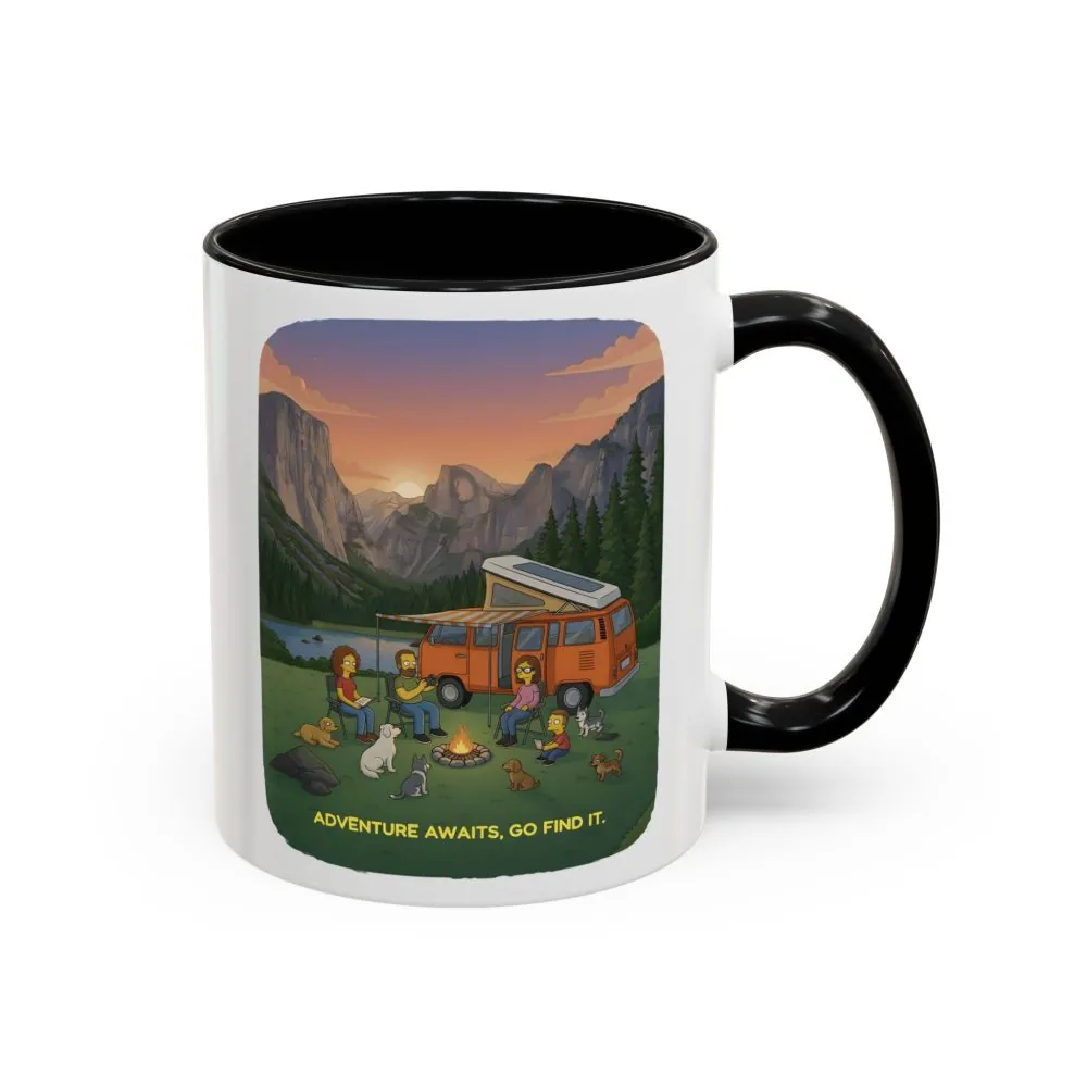 Accent Coffee Mug (11, 15oz) — "Adventure Awaits-Go Find It"" Design Sitcom-Line