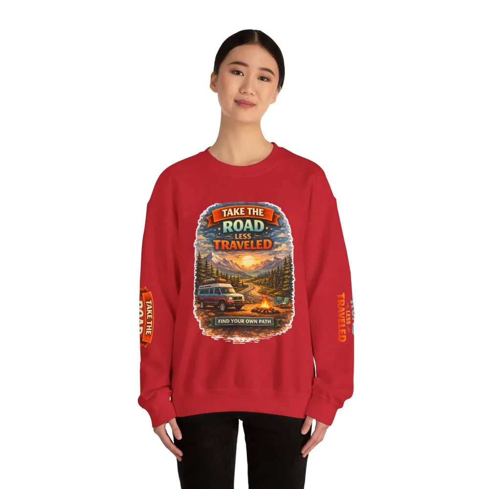 17289298579202563461_2048.jpeg Unisex Heavy Blend™ Crewneck Sweatshirt — "Take The Road Less Traveled" Design Scenic-Line