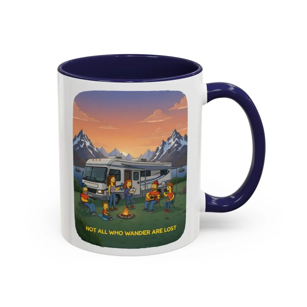 Accent Coffee Mug (11, 15oz) — "Not All Who Wander Are Lost" Design Sitcom-Line