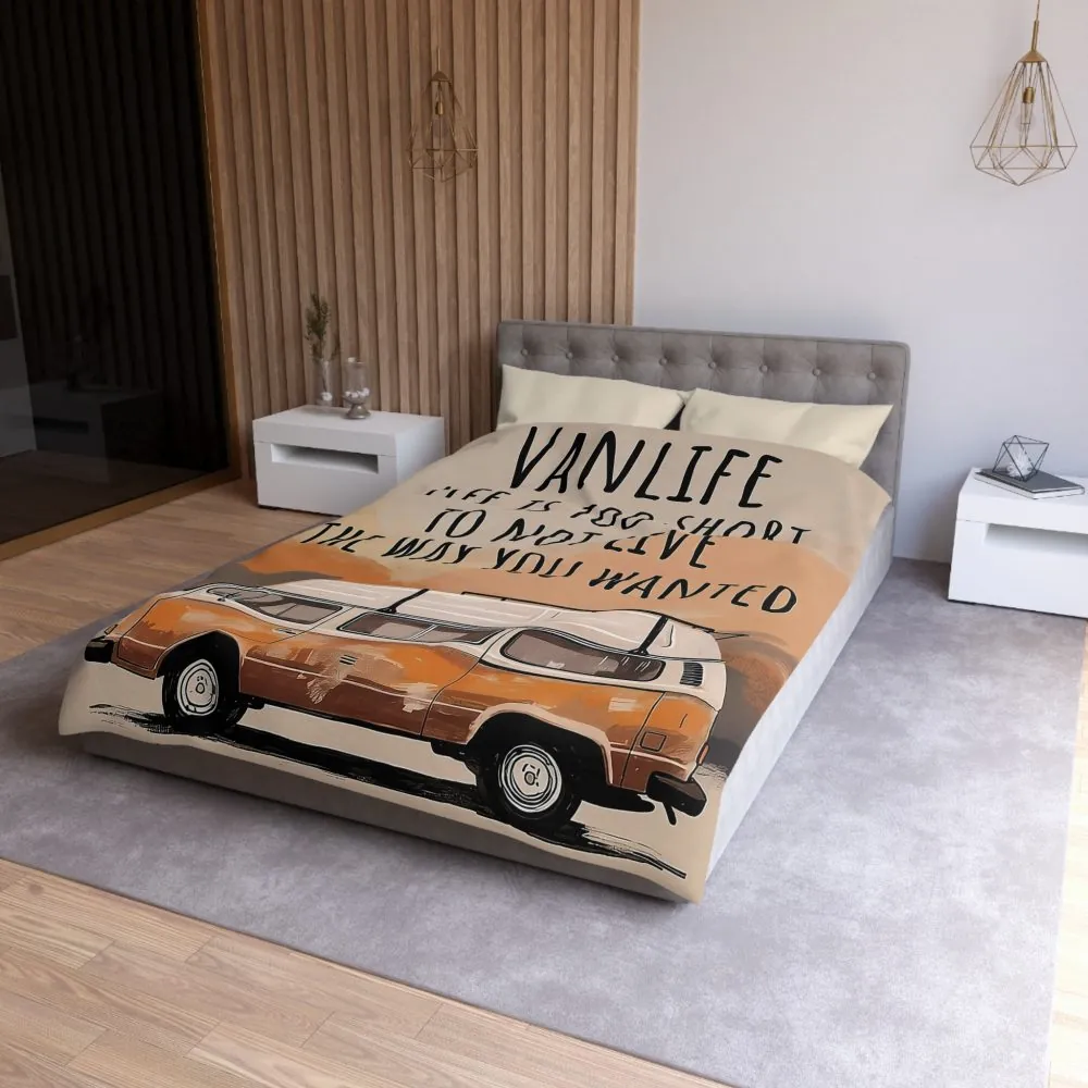 17307518878030839168_2048.jpeg Duvet Cover — 'Vanlife - Life Is Too Short to Not Live the Way You Wanted' Camper Bedding