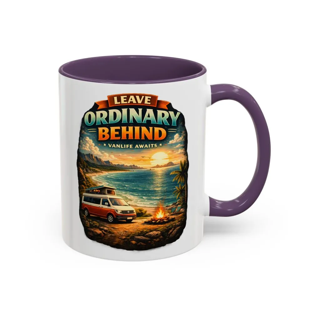 Accent Coffee Mug (11, 15oz) — "Leave Ordinary Behind" Design Scenic-Line
