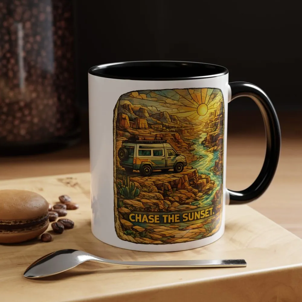 17314201018222454735_2048.jpeg Accent Coffee Mug (11, 15oz) — "Chase The Sunset" Design Cubic-Line