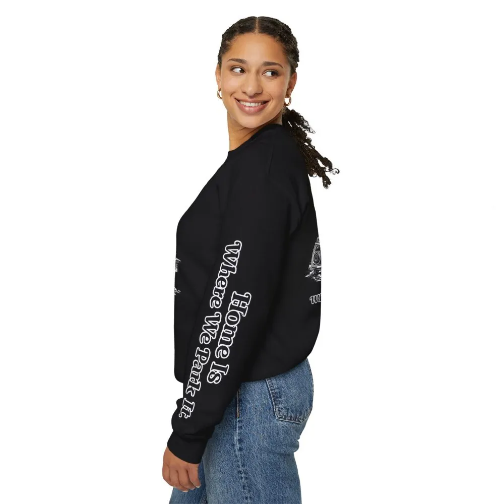 17329019382554793536_2048.jpeg Unisex Heavy Blend™ Crewneck Sweatshirt — "Home Is Where You Park It" Design Minimal-Line