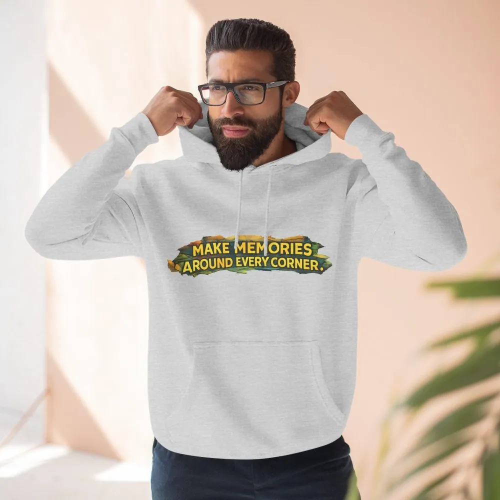 17330130864997101372_2048.jpeg Three-Panel Fleece Hoodie - "Make Memories Around Every Corner" Design Cubic-Line