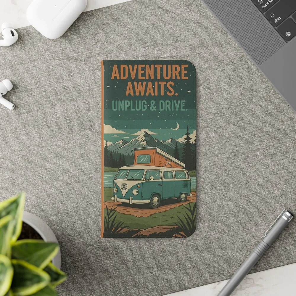 17331609538707399065_2048.jpeg Flip Phone Case — "Adventure Awaits Unplug & Drive" Wallet Case