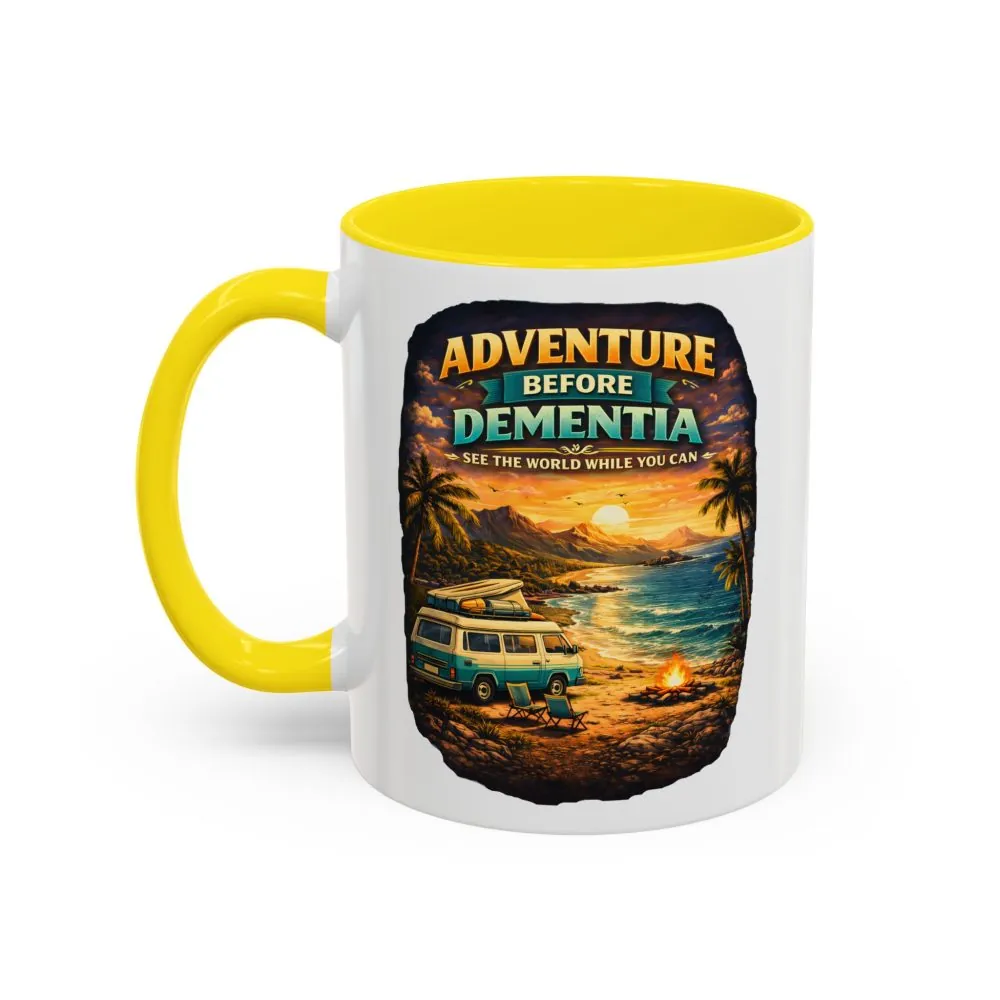 Accent Coffee Mug (11, 15oz) — "Adventure Before Dementia" Design Scenic-Line