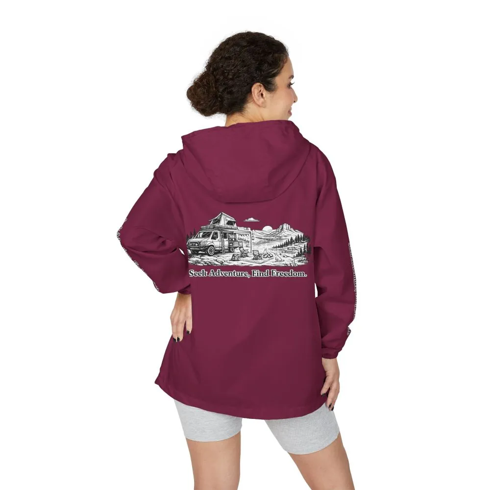 17350337861516157574_2048.jpeg Unisex Full-Zip Windbreaker Jacket — "Seek Adventure, Find Freedom" (Design "Minimal-Line")