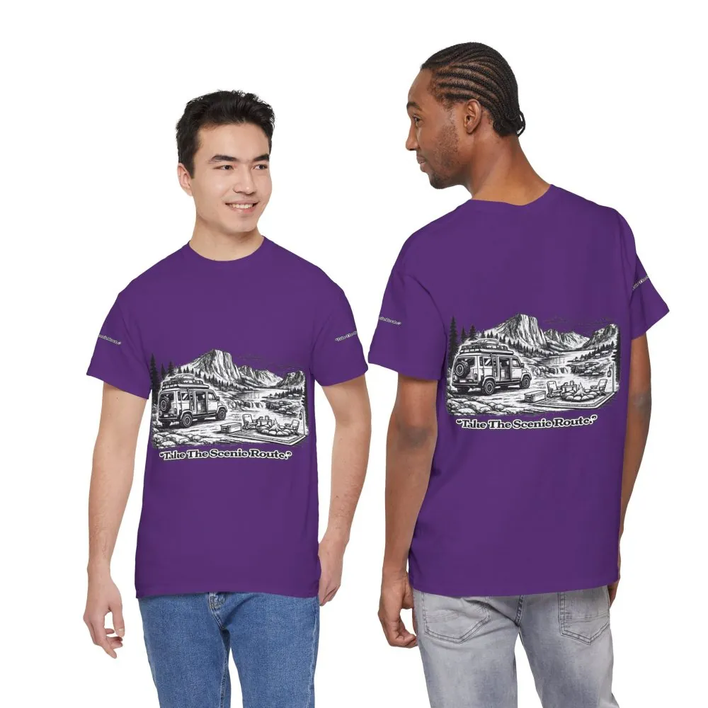 17357505482503513166_2048.jpeg Unisex Heavy Cotton Tee — "Take The Scenic Route" Design Minimal-Line