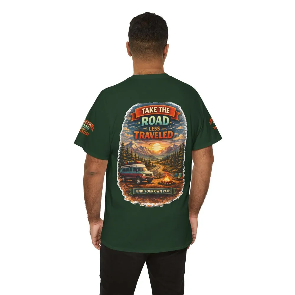 17358342611239566533_2048.jpeg Unisex Heavy Cotton Tee — "Take The Road Less Traveled" Design Scenic-Line