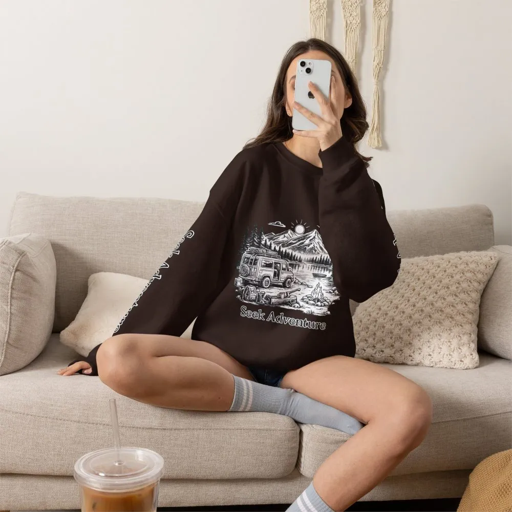 17364588173050970524_2048.jpeg Unisex Heavy Blend™ Crewneck Sweatshirt — "Seek Adventure" Design Minimal-Line