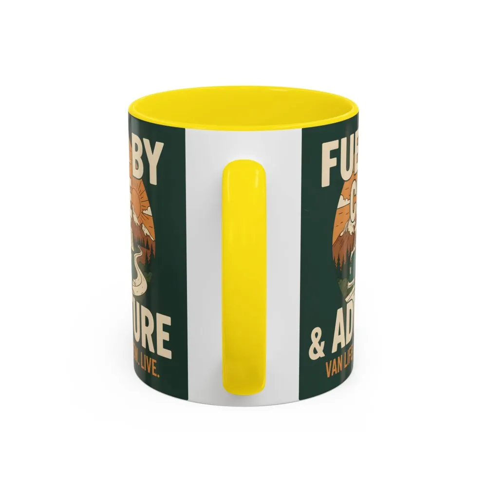 Accent Coffee Mug (11, 15oz) — "Fueled by Coffee & Adventure"