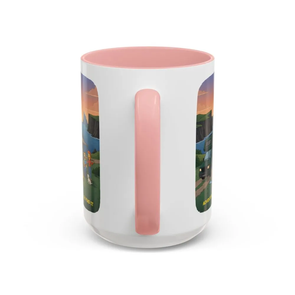 Accent Coffee Mug (11, 15oz) — "Adventure Awaits-Go Find It"" Design Sitcom-Line