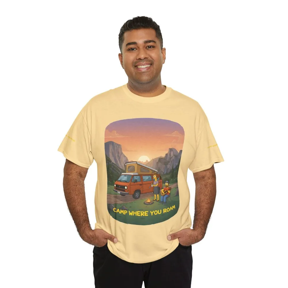 Unisex Heavy Cotton Tee — "Camp Where You Roam" Design Sitcom-Line