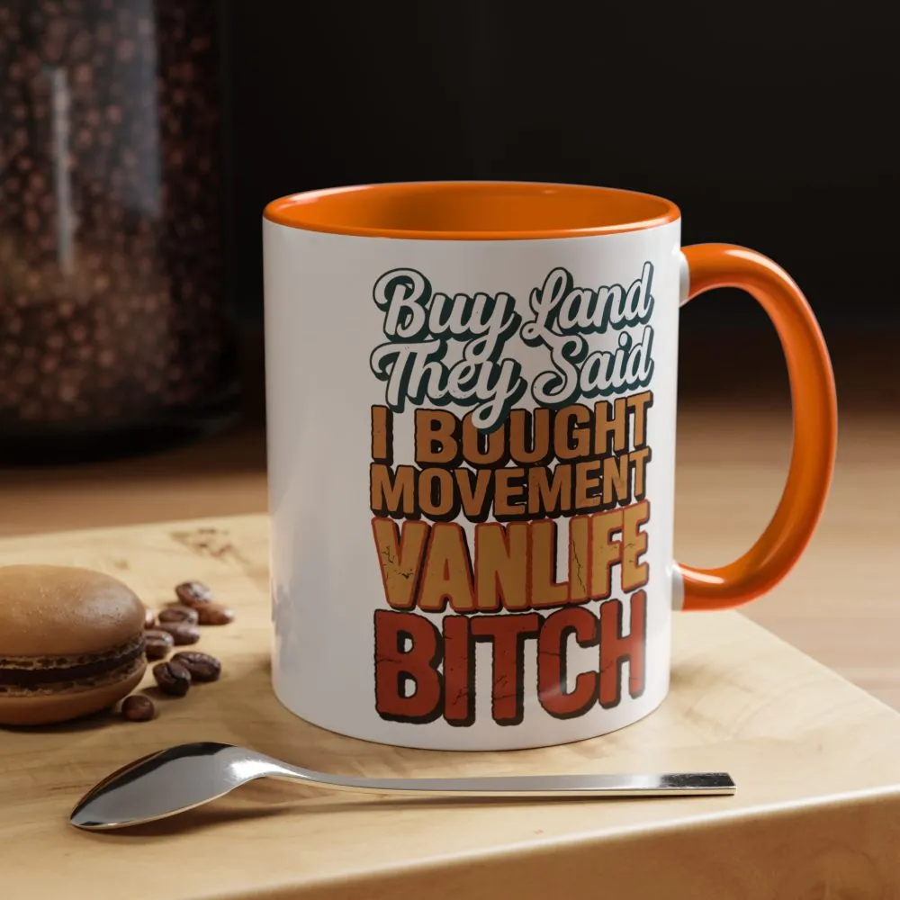 Accent Coffee Mug (11, 15oz) — "Buy Land They Said" Design F**K-Line