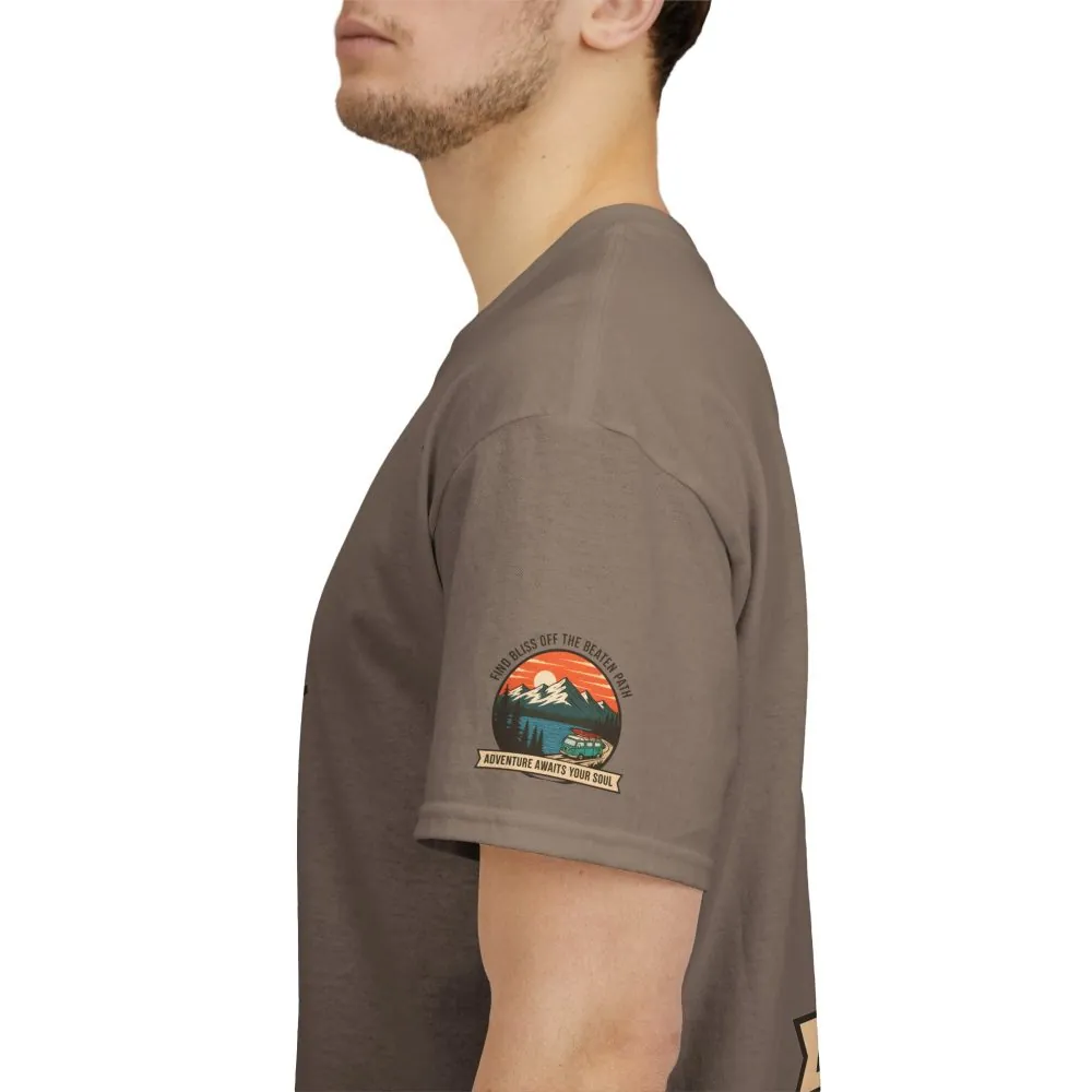 Unisex Heavy Cotton Tee — "Find Bliss Off the Beaten Path" Mountain & Camper T‑Shirt