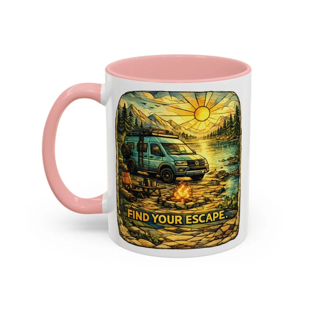 17409779261193480349_2048.jpeg Accent Coffee Mug (11, 15oz) — "Find Your Escape" Design Cubic-Line