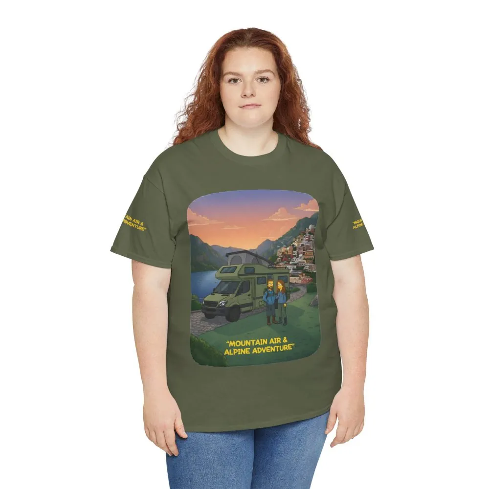 17416398469718254899_2048.jpeg Unisex Heavy Cotton Tee — "Mountain Air And Alpine Adventure" Design Sitcom-Line