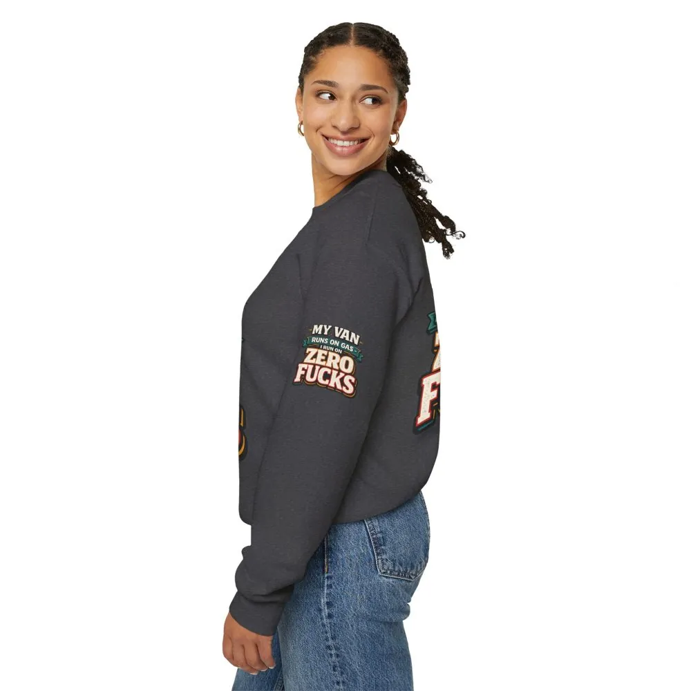 Unisex Heavy Blend™ Crewneck Sweatshirt — "My Van Runs On Gas" Design F**K-Line