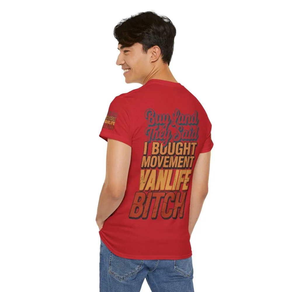 Unisex Heavy Cotton Tee — "Buy Land They Said" Design F**K-Line