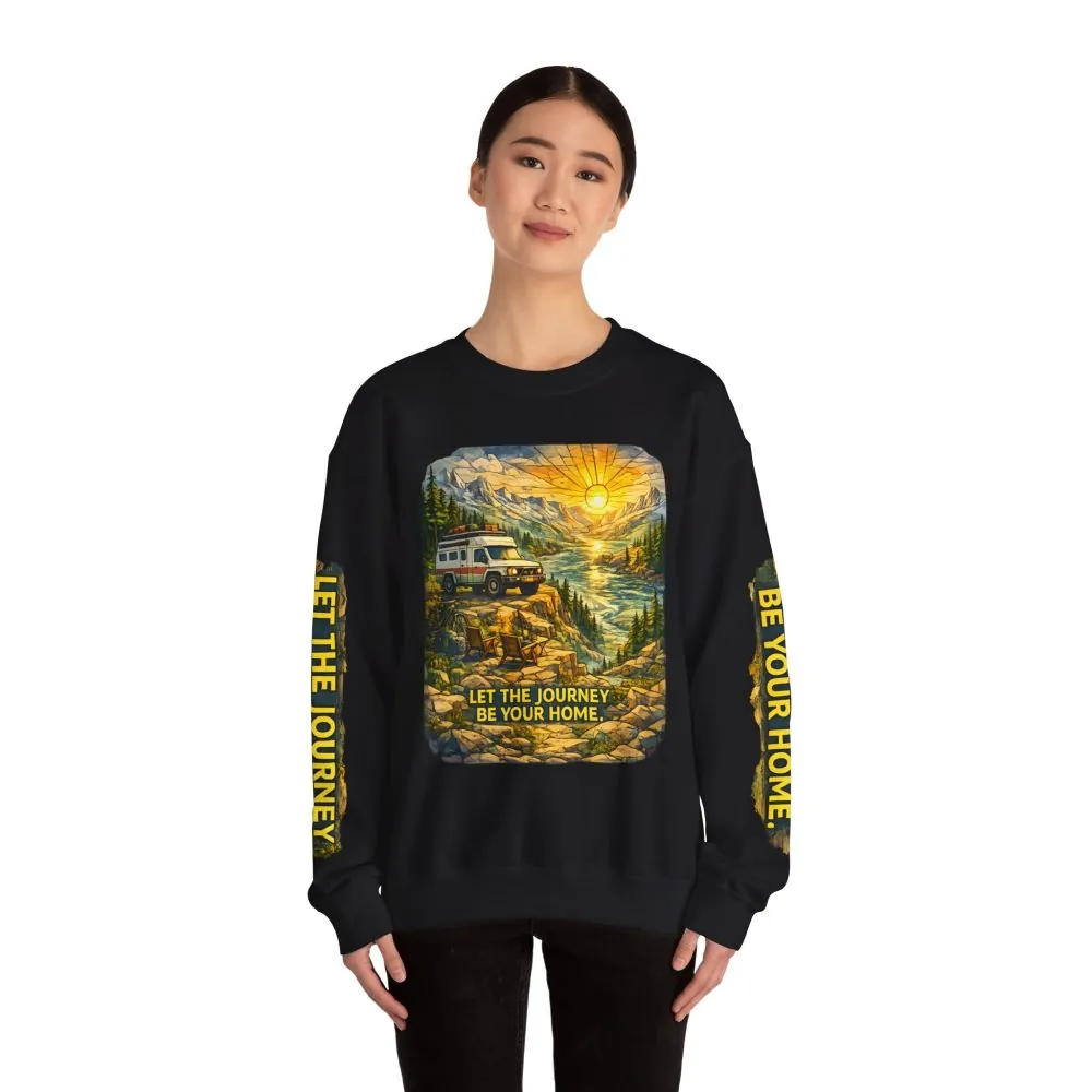 17425664627857273028_2048.jpeg Unisex Heavy Blend™ Crewneck Sweatshirt — "Let The Journey Be Your Home" Design Cubic-Line