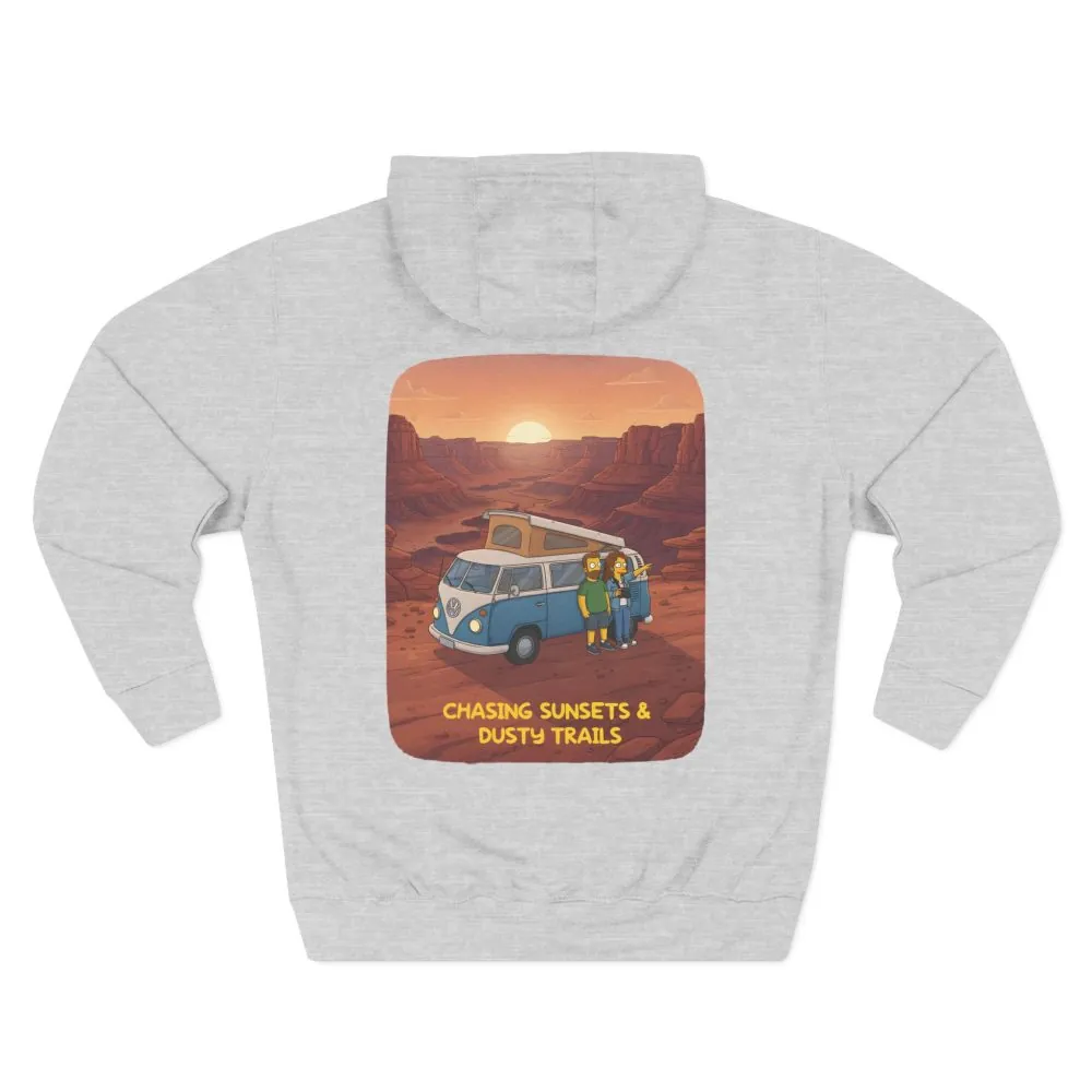 17430717819675742431_2048.jpeg Three-Panel Fleece Hoodie - "Chasing Sunsets And Dusty Trails" Design Sitcom-Line