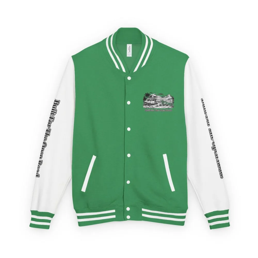 17434970099990743567_2048.jpeg Unisex Heavyweight Letterman Jacket — "Built For The Open Road" Travel Varsity Coat