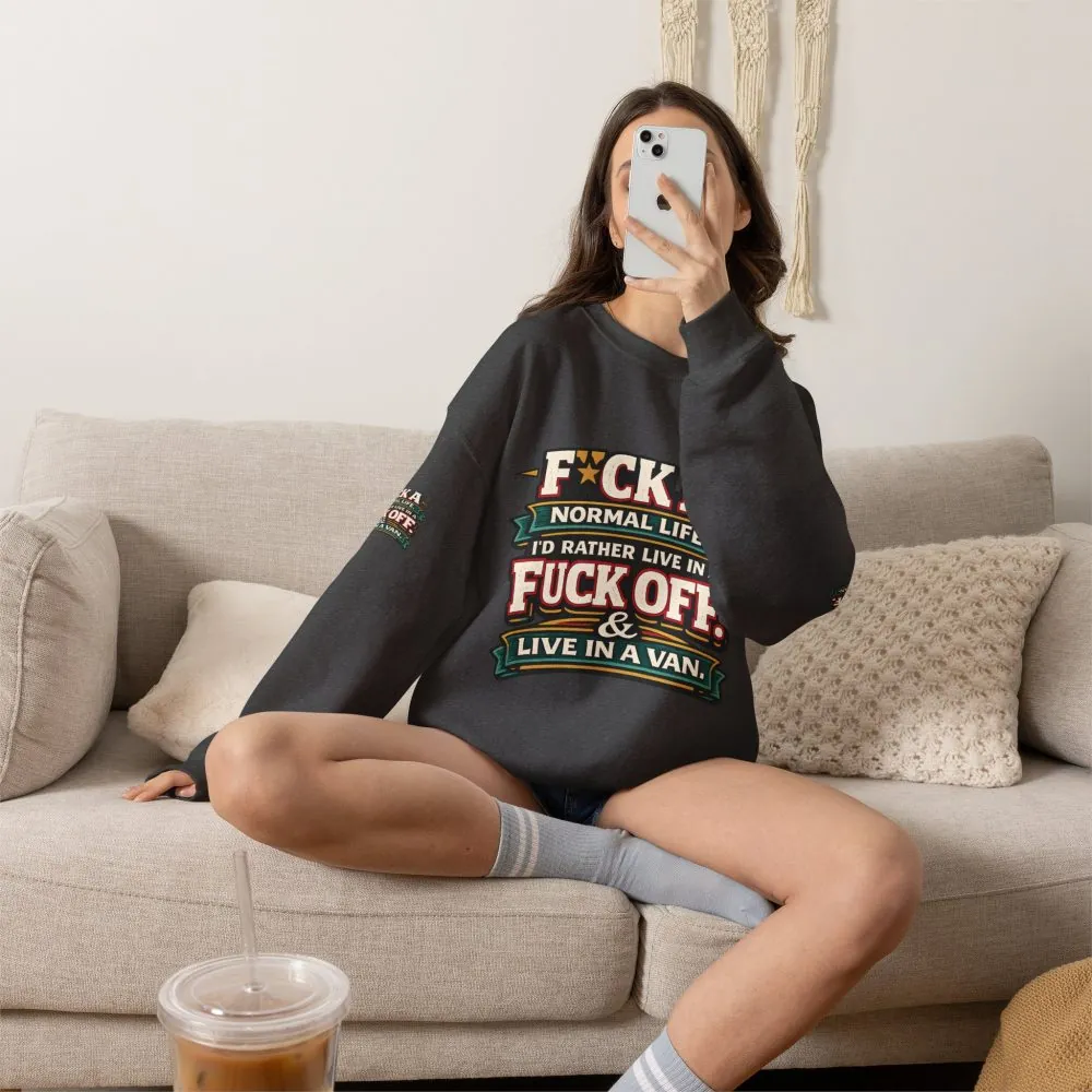 1743694544848846518_2048.jpeg Unisex Heavy Blend™ Crewneck Sweatshirt — "Fuck A Normal Life" Design F**K-Line