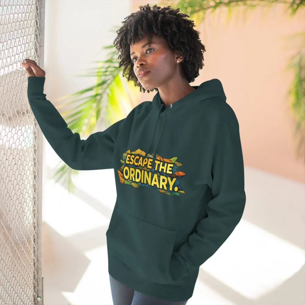17438486845437715359_2048.jpeg Three-Panel Fleece Hoodie - "Escape The Ordinary" Design Cubic-Line
