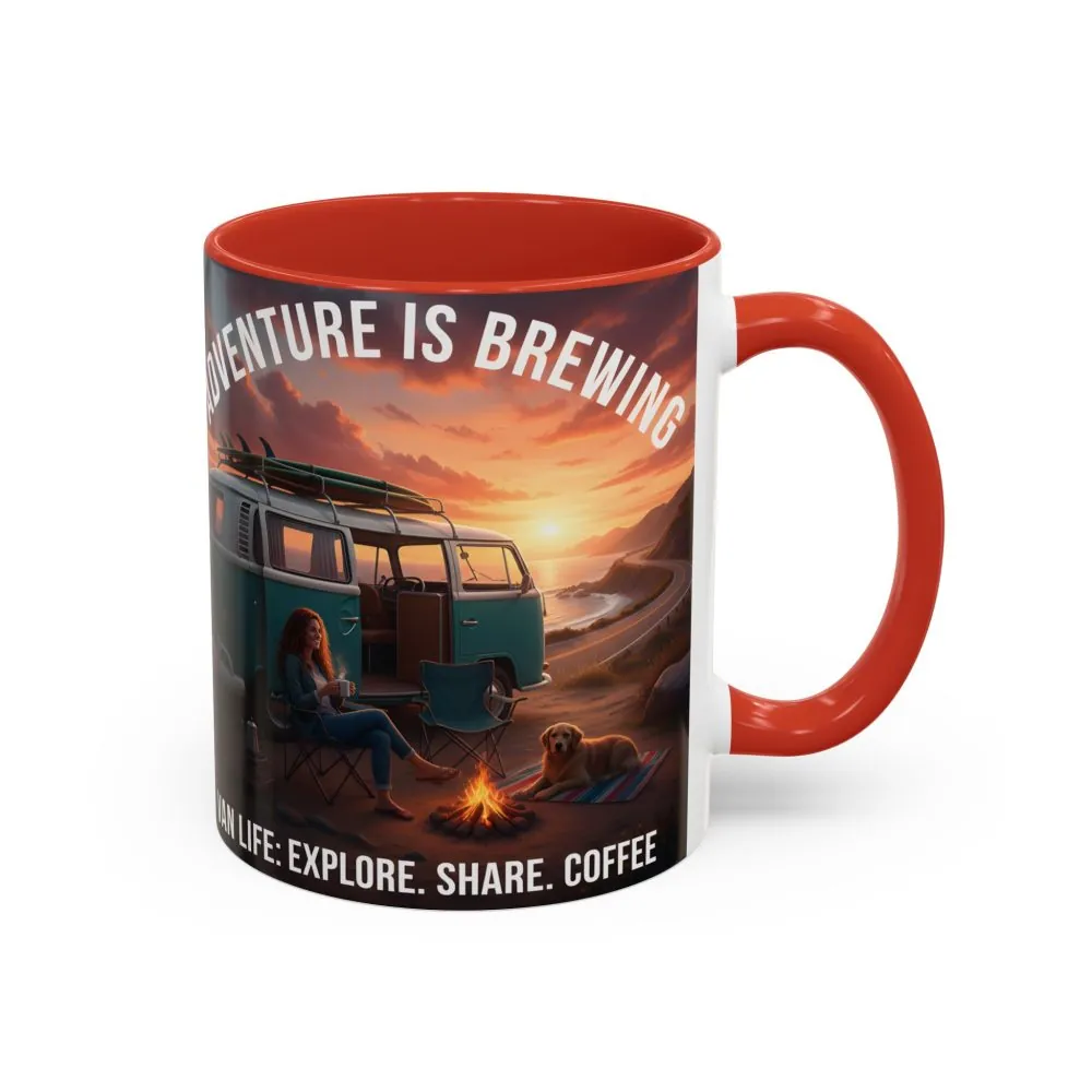 17443053952405324745_2048.jpeg Accent Coffee Mug (11, 15oz) — "Adventure is brewing"