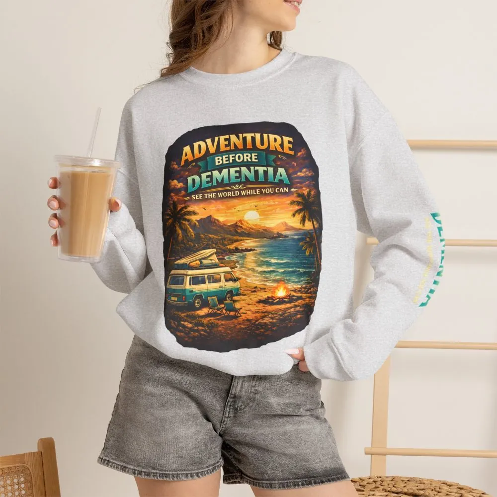 17452434382313978792_2048.jpeg Unisex Heavy Blend™ Crewneck Sweatshirt — "Adventure Before Dementia" Design Scenic-Line